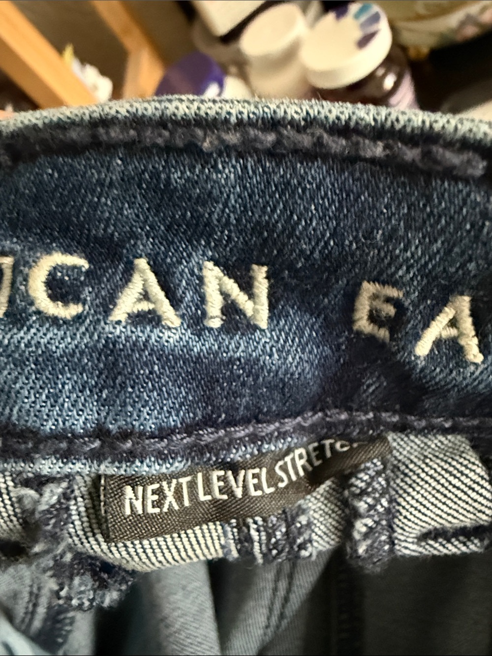 American Eagle Outfitters Dark Blue Flared Jeans with Front Slits 14 - Picture 8 of 8